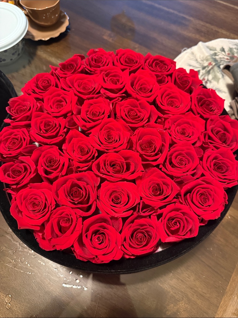 Luxurious Red Rose Faux Floral Dome - Timeless Accent